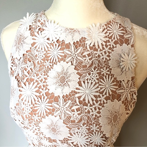 Bronx & Banco Daisy Midi Dress White Tan Size 10 NWT - Picture 8 of 16